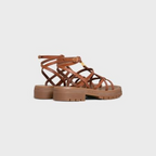 CLEA TRIOMPHE STRAPPY SANDAL in CALFSKIN - VEGETAL TANNING – 100% CALFSKIN100% Calfskin LinningTRIOMPHE METAL PIECE EMBOSSED ON – LUX VERSE Luxury Designer Fashion Outlet