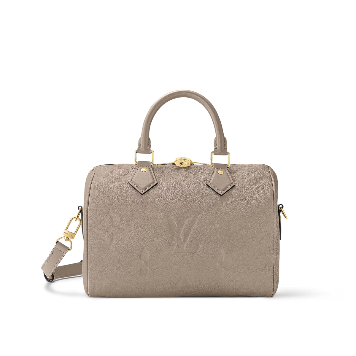 Speedy Bandoulière 25 Tourterelle – made from grained Monogram Empreinte leather with the embossed Oversized Monogram – LUX VERSE Luxury Designer Fashion Outlet