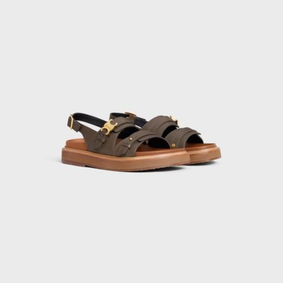TIPPI TRIOMPHE SANDAL in CALFSKIN - VÉGÉTAL TANNING – sTRAP AND COLLAR BUTTON ON THE LOWER STRAP OF THE SHOEADJUSTABLE BUCKLELEATHER – LUX VERSE Luxury Designer Fashion Outlet