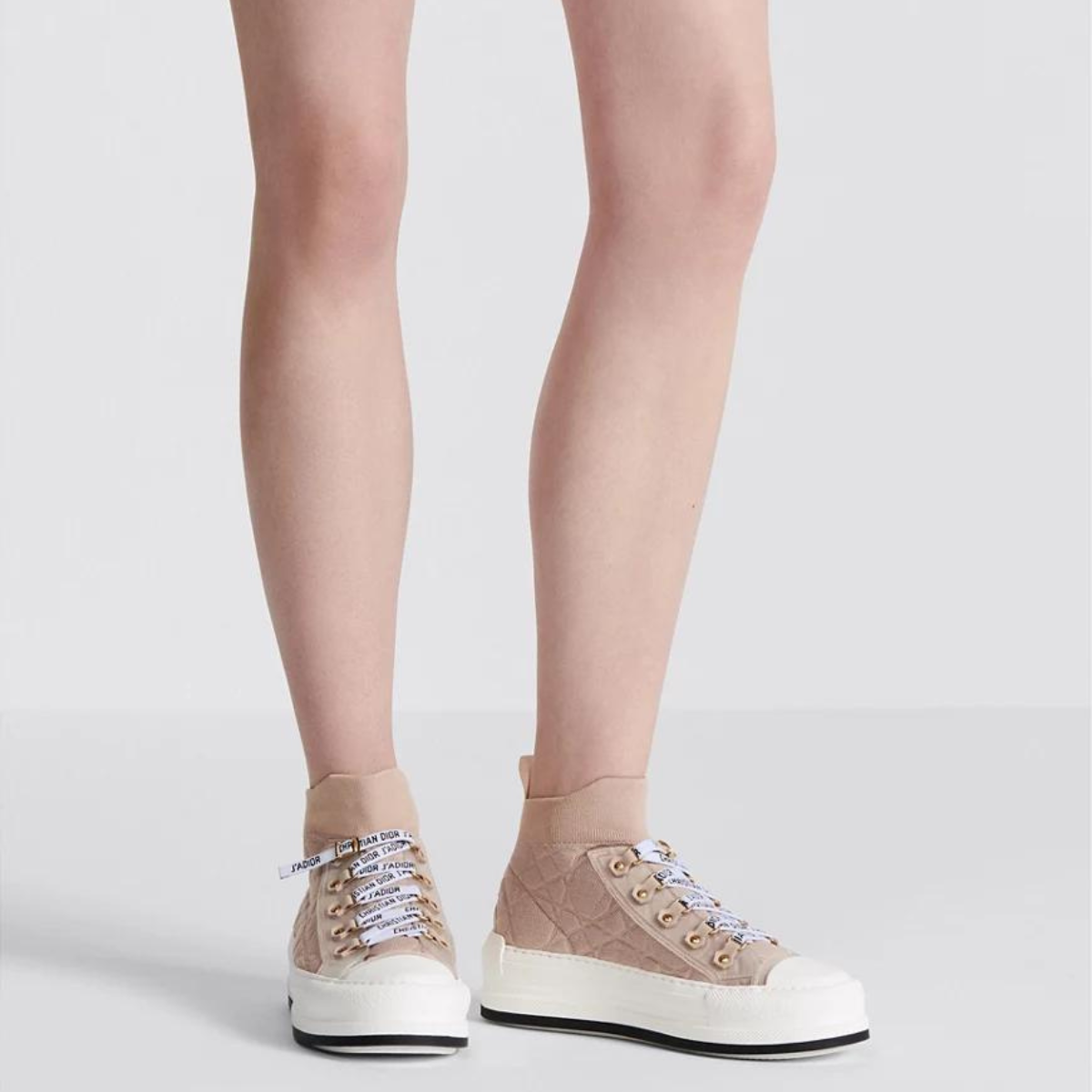 Platform Sneaker Technical Mesh – the technical mesh upper showcases a nude Macrocannage motif – LUX VERSE Luxury Designer Fashion Outlet