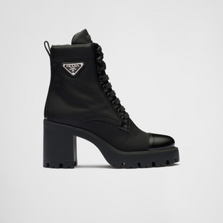 Re-Nylon and leather booties