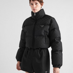 Printed nylon down jacket – here, the geometric design is transformed into a sophisticated yet modernist pattern – LUX VERSE Luxury Designer Fashion Outlet