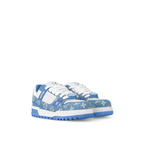 Trainer Denim Maxi Sneaker – this edition of the Trainer Maxi sneaker combines Monogram denim with grained calf – LUX VERSE Luxury Designer Fashion Outlet