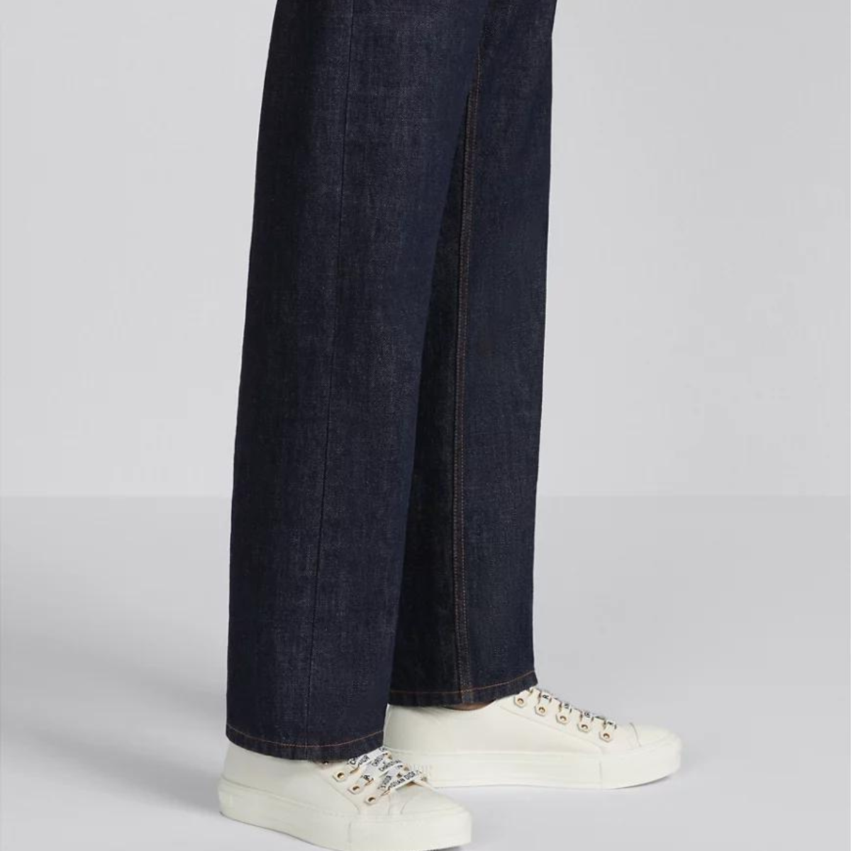 Walk'n'Cotton Canvas Sneaker – embellished with tonal calfskin inserts and antique gold-finish metal detailing, – LUX VERSE Luxury Designer Fashion Outlet