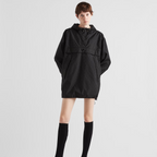 Printed Re-Nylon blouson jacket – lined Hooded Long sleeves Cuff with hook-and-loop strap Zipper and button closure – LUX VERSE Luxury Designer Fashion Outlet