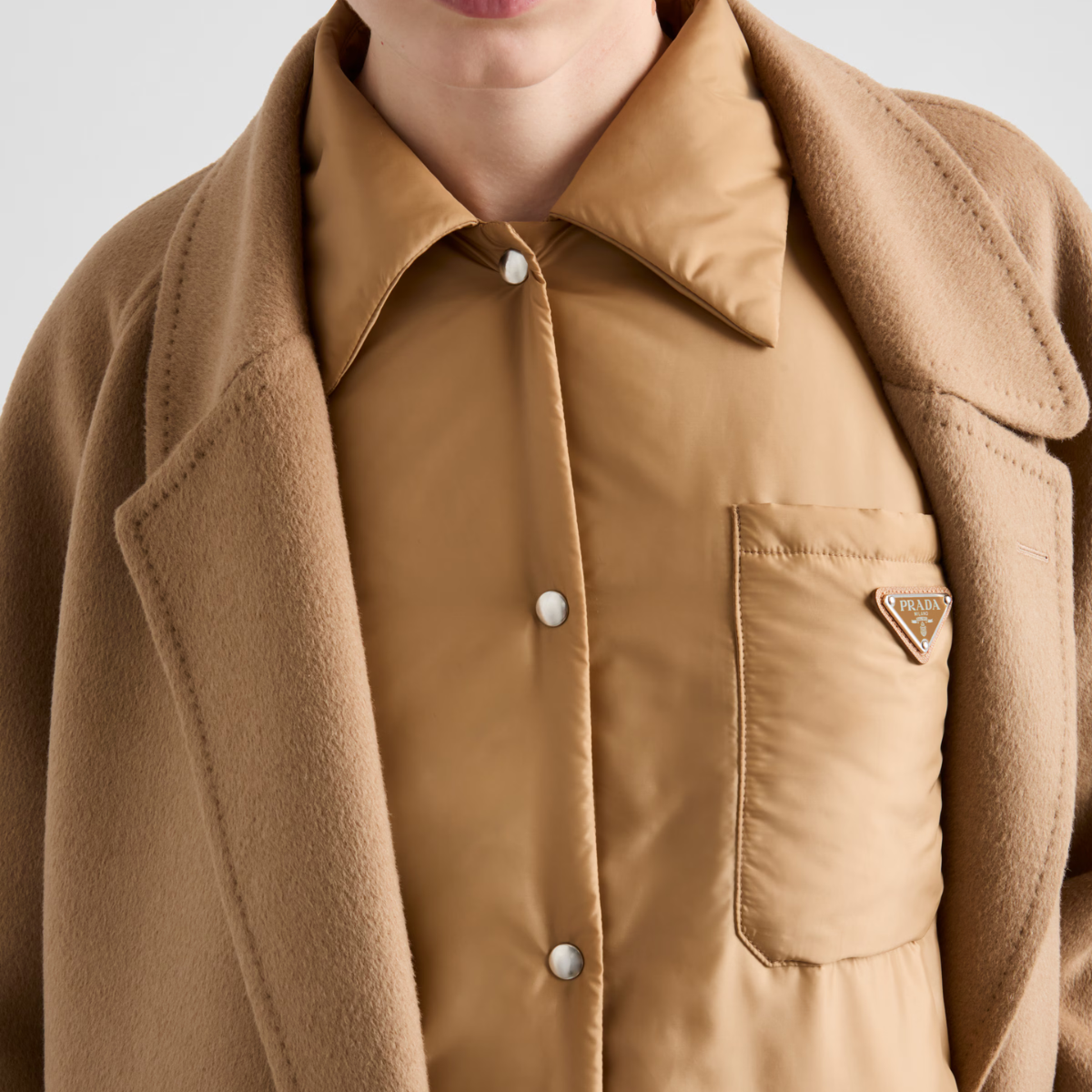 Lightweight Re-Nylon blouson jacket – lined Shirt-style collar Long sleeves Buttoned cuff Snap closure Enameled metal – LUX VERSE Luxury Designer Fashion Outlet