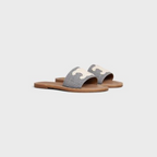 LYMPIA MULE in OSHKOSH CANVAS – liningROUND TOE SHAPETRIOMPHE PATCH EMBROIDERED ON THE UPPERSLIGHTY PADDED – LUX VERSE Luxury Designer Fashion Outlet