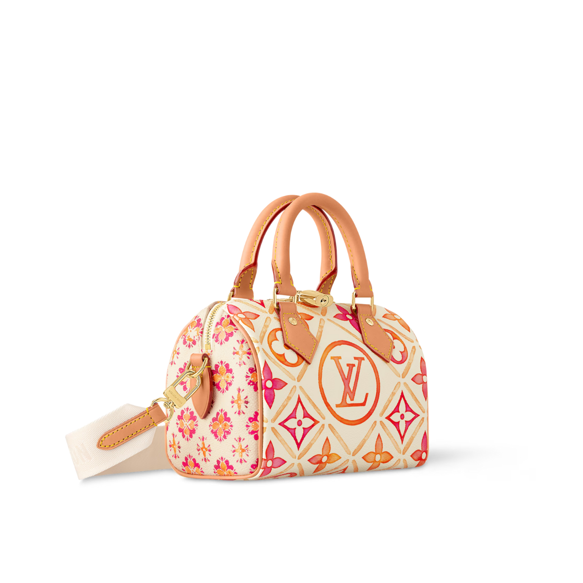 Speedy Bandoulière 20 Coral – the intricate combination of colors gives the print a watercolor aspect – LUX VERSE Luxury Designer Fashion Outlet