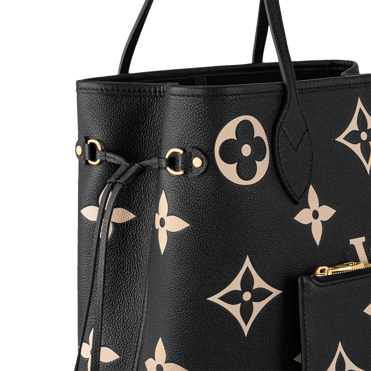 Neverfull MM Black – cinch the side laces and this tote transforms into an elegant city bag – LUX VERSE Luxury Designer Fashion Outlet