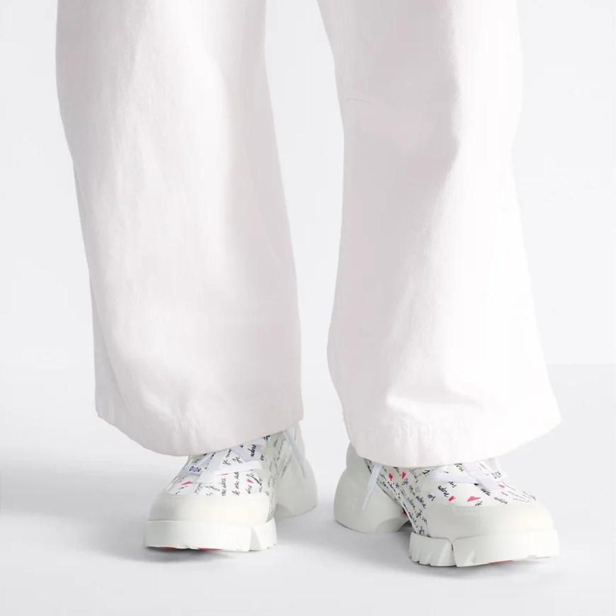D-Connect Sneaker – the white technical fabric style has a thick sole, rubber details and a round toe – LUX VERSE Luxury Designer Fashion Outlet