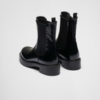Brushed leather booties – upper with elasticized side gusset and pull tab on the back Leather lining Enameled – LUX VERSE Luxury Designer Fashion Outlet