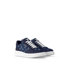Beverly Hills Denim Sneaker – the script signature is embossed in silver on the leather trim around – LUX VERSE Luxury Designer Fashion Outlet