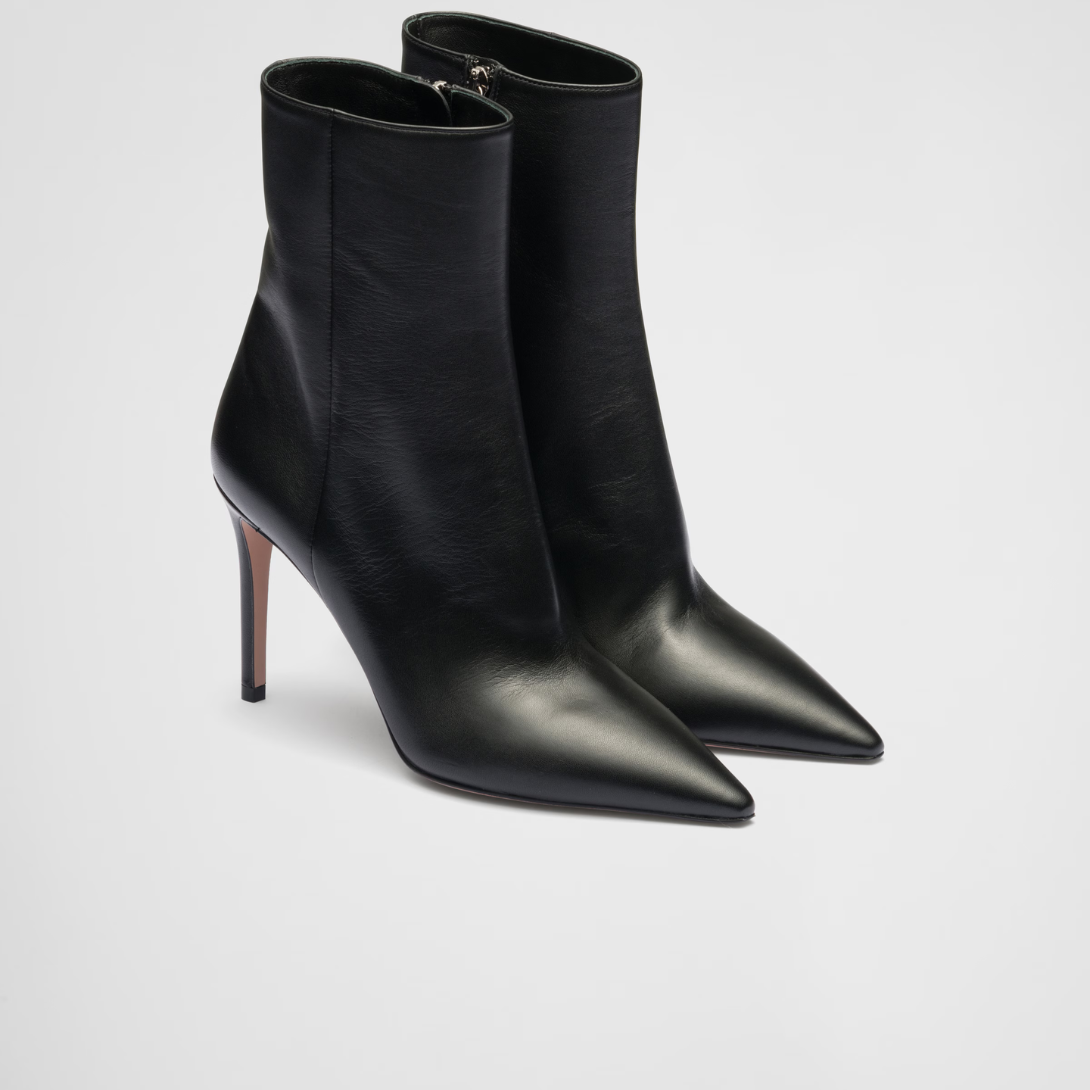 Nappa leather booties – leather lining Side zipper closure 16 cm high boot leg Leather sole and rubber heel – LUX VERSE Luxury Designer Fashion Outlet