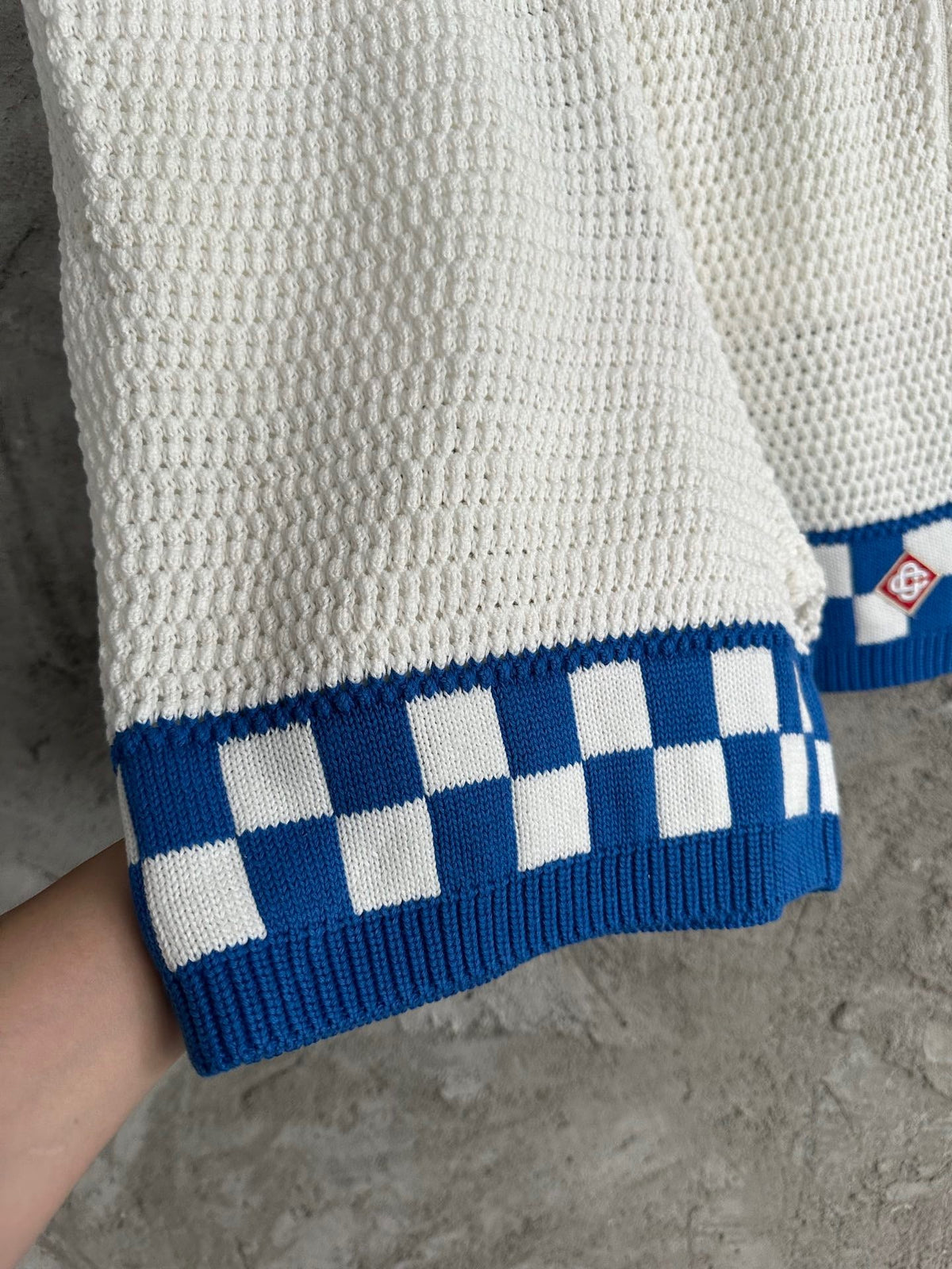Blue Checkerboard Knit Shorts - Men's