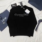 Rundhals-Pullover aus schwarzer Wolle mit Textlogo – Herren
