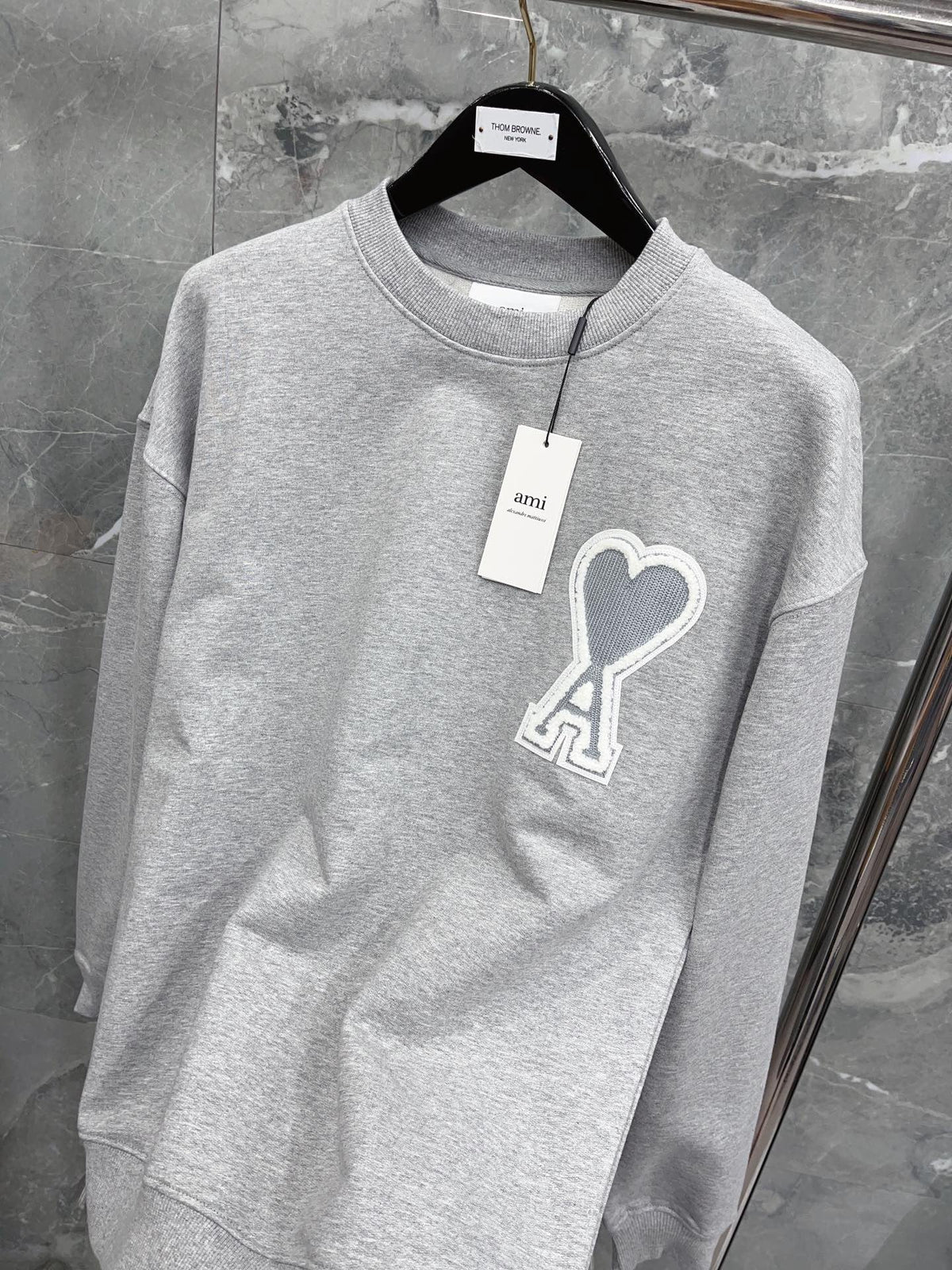 Navy Cotton Heart Logo Crewneck - Men's