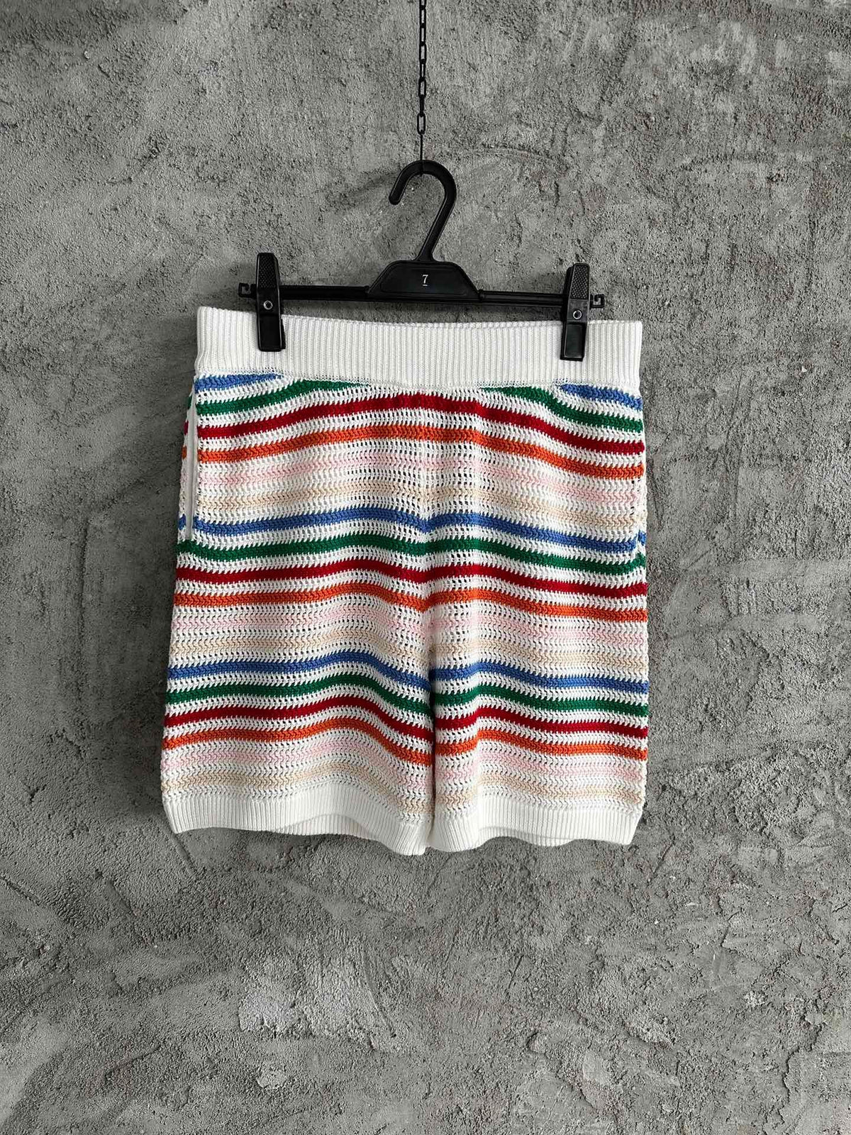 Multicolour Striped Knit Shorts - Men's