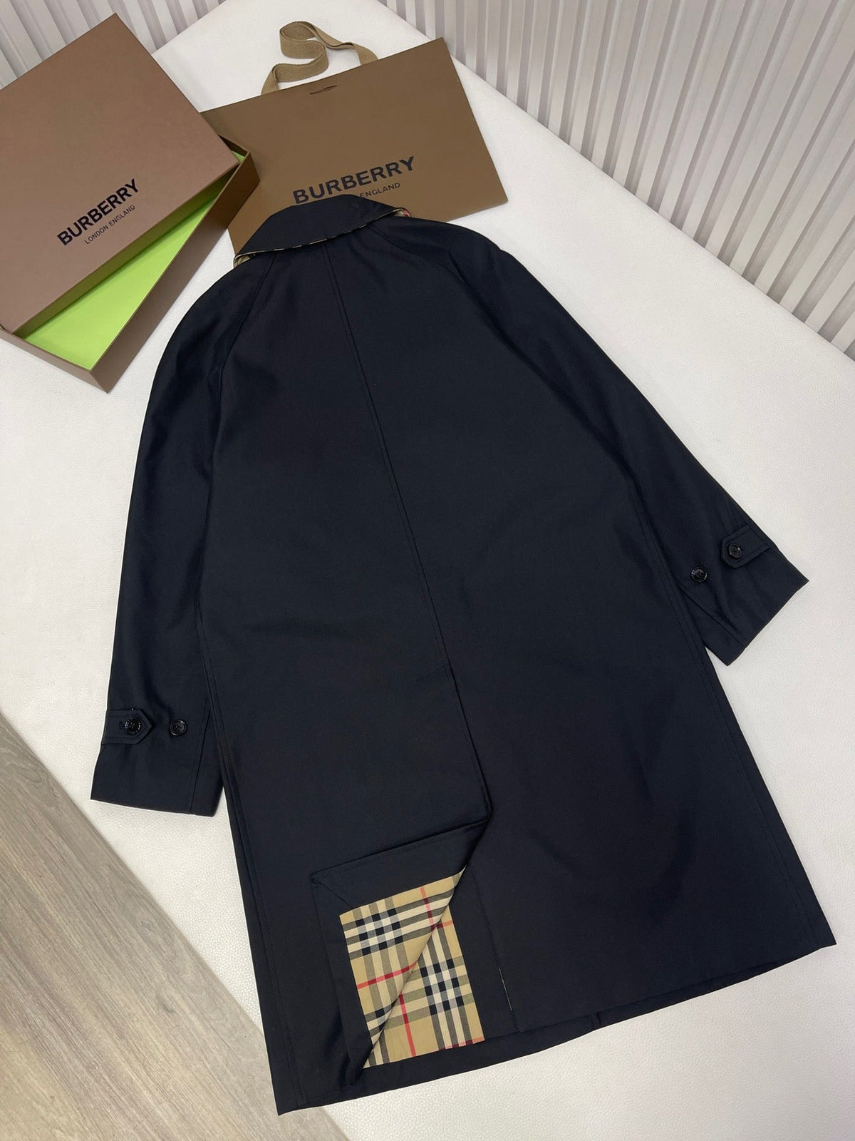 Marineblauer schlichter Baumwoll-Car Coat – Herren