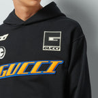 Cotton Jersey Hooded Sweatshirt – black light felted cotton jersey emblem embroidery, print, and patches Fixed – LUX VERSE Luxury Designer Fashion Outlet