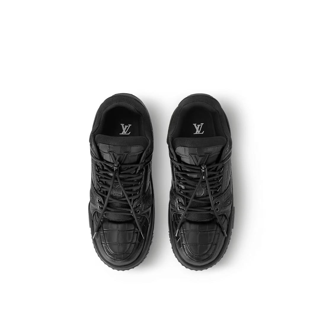 Trainer Leather Maxi Sneaker – it is signed with rubber Initials logos on the tongue, side and back – LUX VERSE Luxury Designer Fashion Outlet