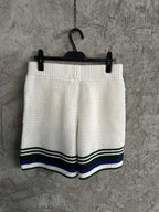 Marineblaue gestreifte Strickshorts – Herren