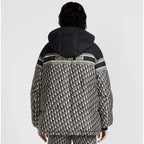 Reversible Long Puffer Jacket – crafted in blue and ecru quilted technical taffeta, it showcases the emblematic – LUX VERSE Luxury Designer Fashion Outlet