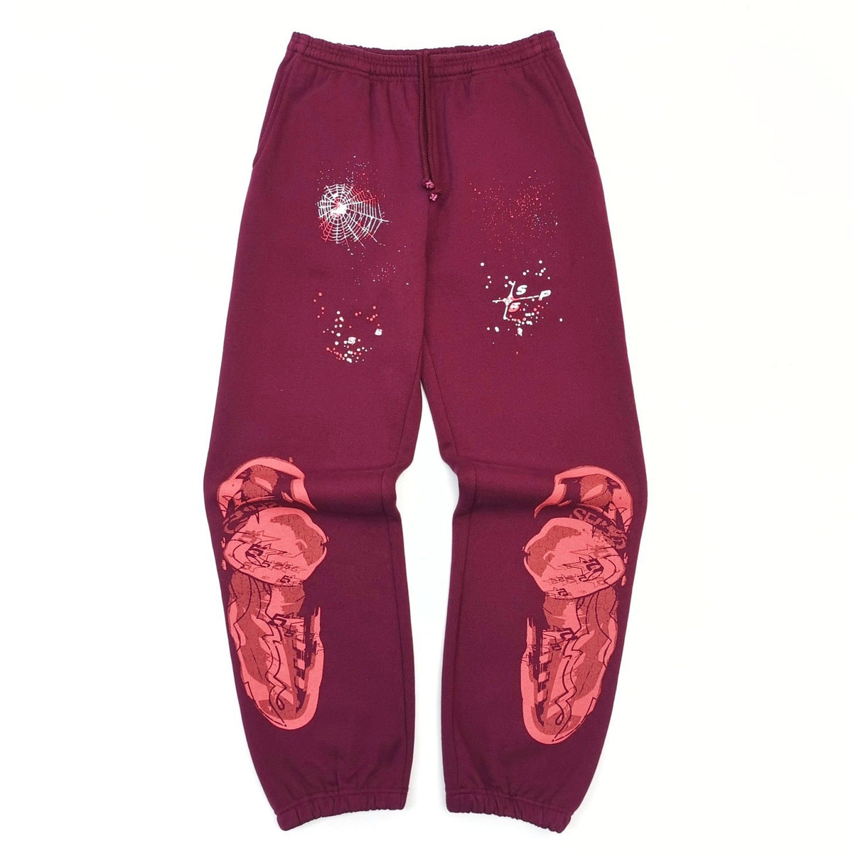 Burgundy Cotton Tonal Print Joggers - Men's