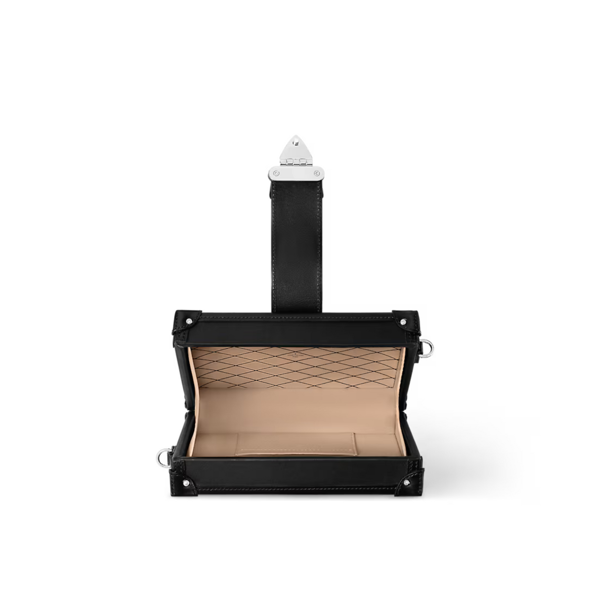 Petite Malle Black – in addition to the top handle, there's an adjustable and removable leather strap for – LUX VERSE Luxury Designer Fashion Outlet