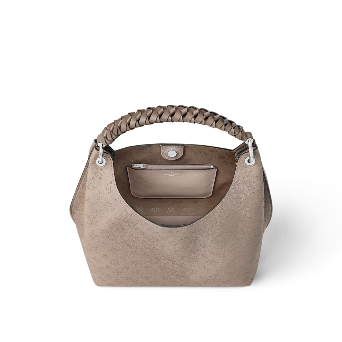 Carmel Galet Gray – the braided leather handle enables elbow and shoulder carry – LUX VERSE Luxury Designer Fashion Outlet