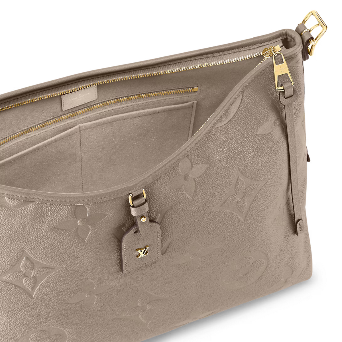 CarryAll MM Tourterelle Gray – crafted from Monogram Empreinte, the Maison’s supple embossed leather, the CarryAll – LUX VERSE Luxury Designer Fashion Outlet