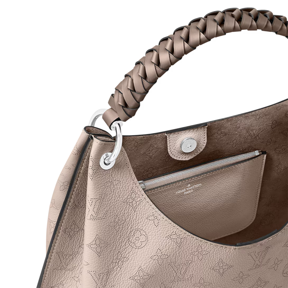 Carmel Galet Gray – the Carmel hobo bag is made from Mahina calfskin, with the Monogram pattern – LUX VERSE Luxury Designer Fashion Outlet
