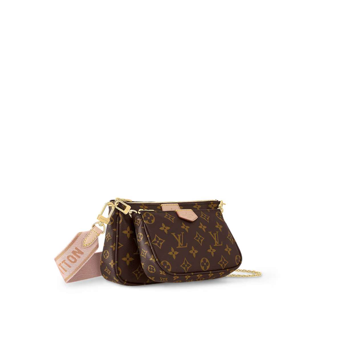 Multi Pochette Accessoires – pink Monogram coated canvas Natural cowhide-leather trim Textile lining Gold-color – LUX VERSE Luxury Designer Fashion Outlet