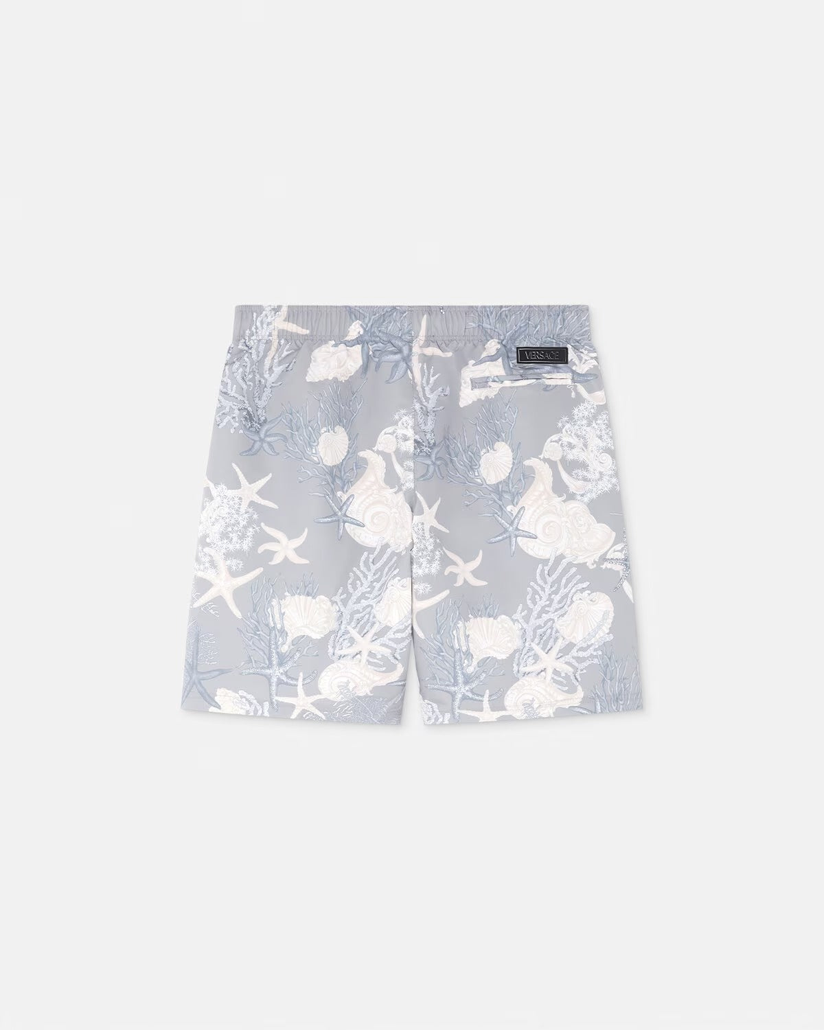 Barocco Sea Boardshorts – barocco Sea print Side pockets Back welt pocket Mesh slip lining Elastic drawstring – LUX VERSE Luxury Designer Fashion Outlet