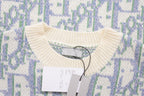Blue Jacquard Monogram Crewneck - Men's