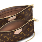 Multi Pochette Accessoires – pink Monogram coated canvas Natural cowhide-leather trim Textile lining Gold-color – LUX VERSE Luxury Designer Fashion Outlet
