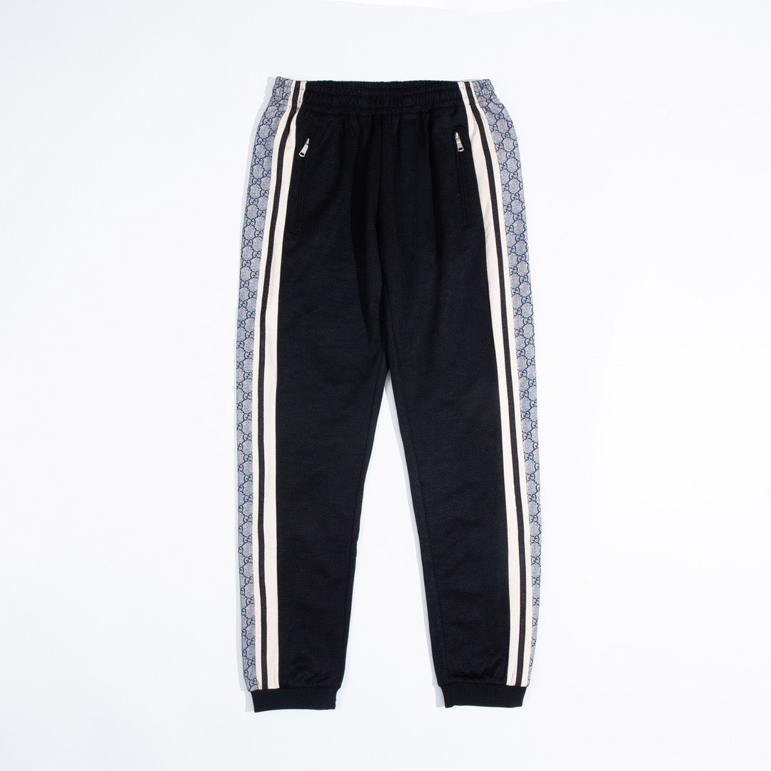 Black Jersey Striped Panel Track - Men's