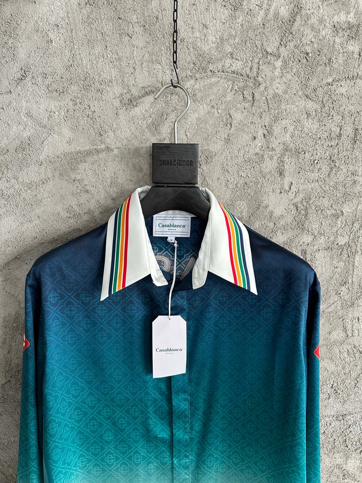 Teal Gradient Silk Shirt - Men's