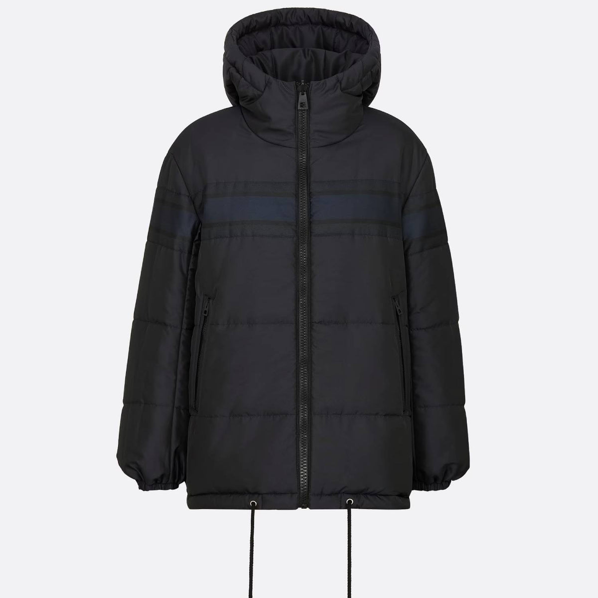 Reversible Long Puffer Jacket – crafted in blue and ecru quilted technical taffeta, it showcases the emblematic – LUX VERSE Luxury Designer Fashion Outlet