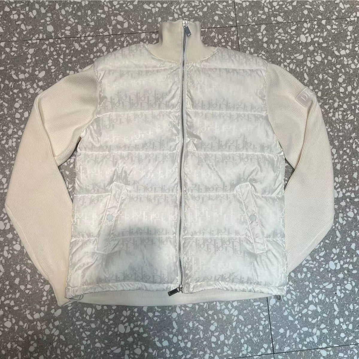 Marineblau Nylonstrickärmel Gesteppt - Herren
