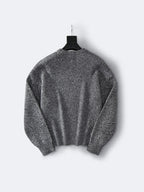 Cremefarbener Wollpullover mit Textlogo, Rundhalsausschnitt – Herren