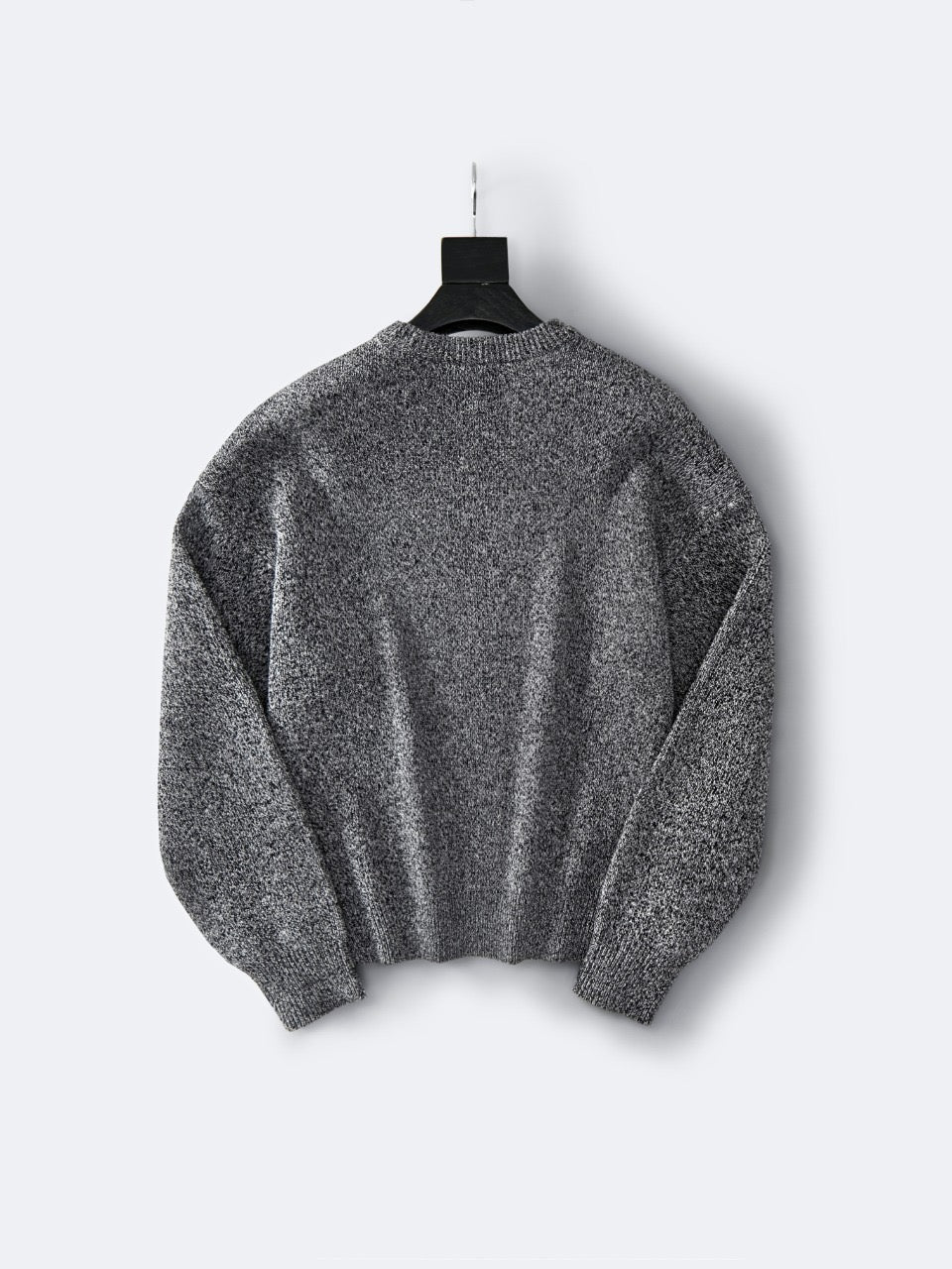 Cremefarbener Wollpullover mit Textlogo, Rundhalsausschnitt – Herren