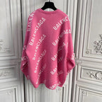 Schwarzes Jacquard-Rundhals-Sweatshirt mit Text-Print – Herren
