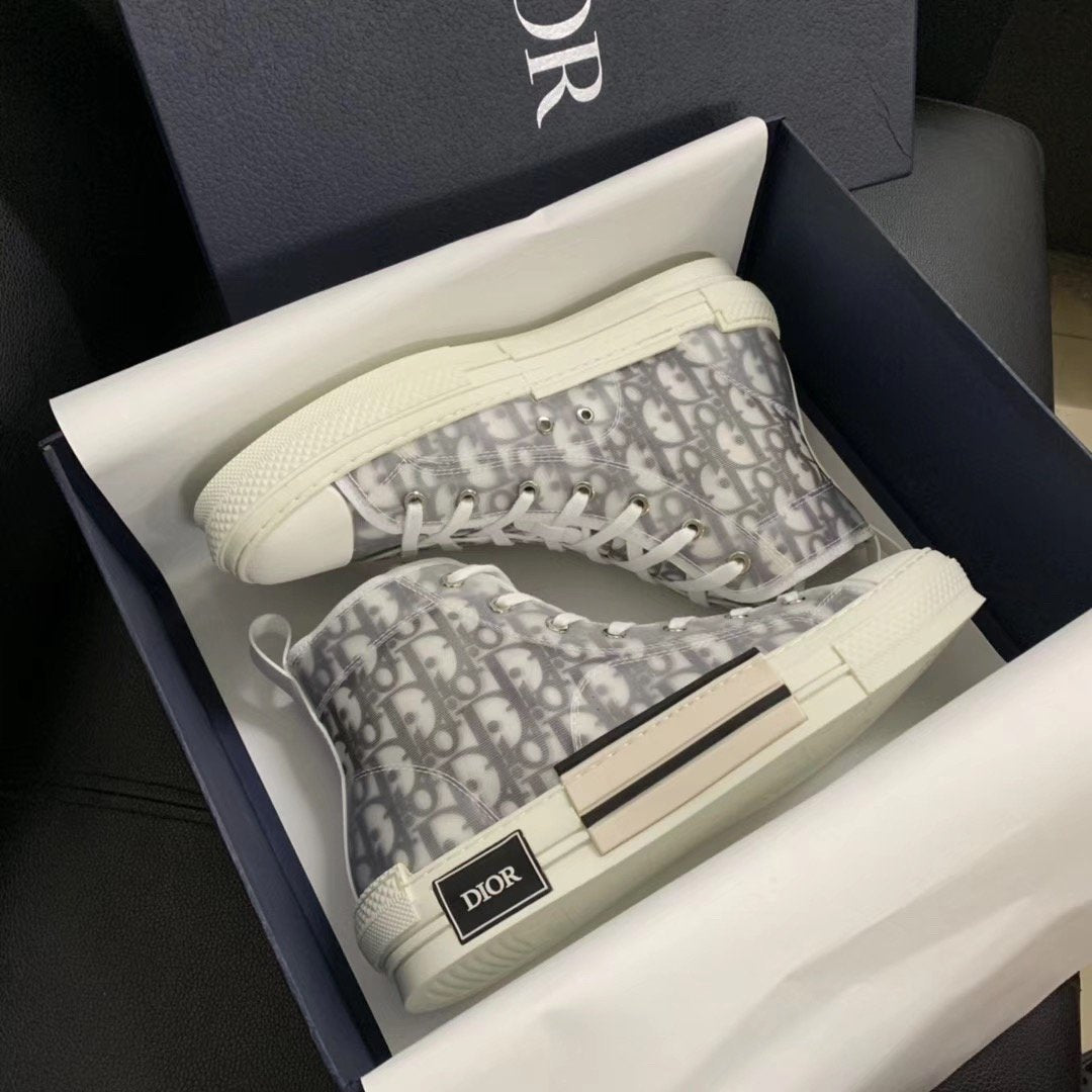 B23 High-Top Grey Oblique Canvas Sneakers
