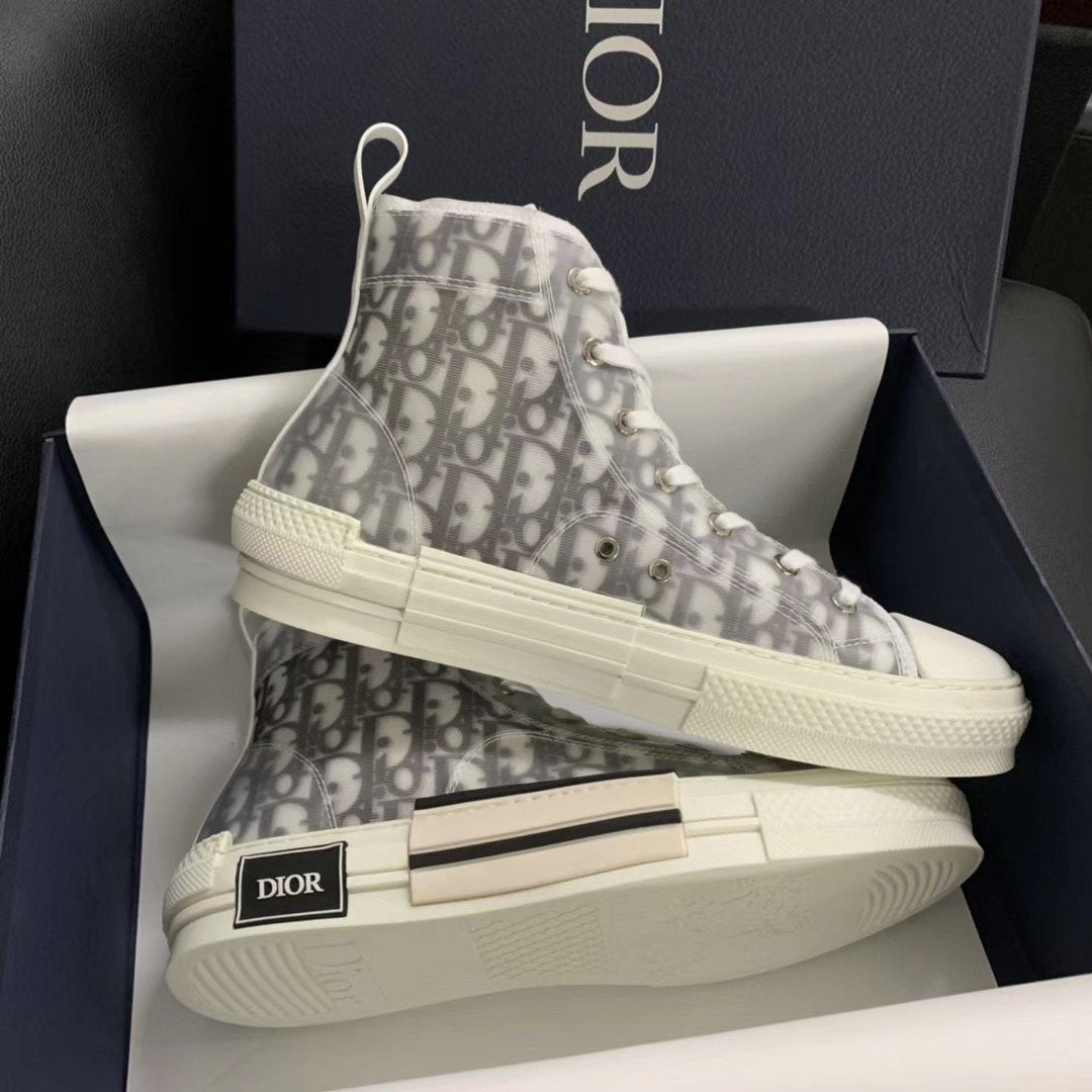 B23 High-Top Grey Oblique Canvas Sneakers