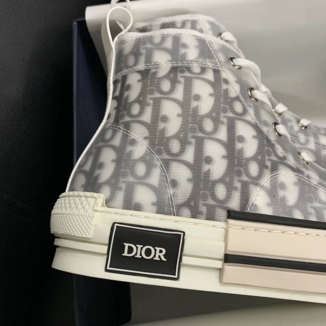 B23 High-Top Grey Oblique Canvas Sneakers