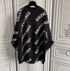 Schwarzes Jacquard-Rundhals-Sweatshirt mit Text-Print – Herren