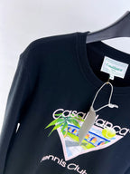Marineblaues Baumwoll-Sweatshirt mit Palmen-Grafik – Herren