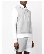 Graue Baumwoll-Fleecejacke mit Reißverschluss und Colourblock-Design – Herren
