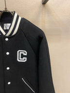 Varsity-Jacke aus schwarzer Wolle – Herren