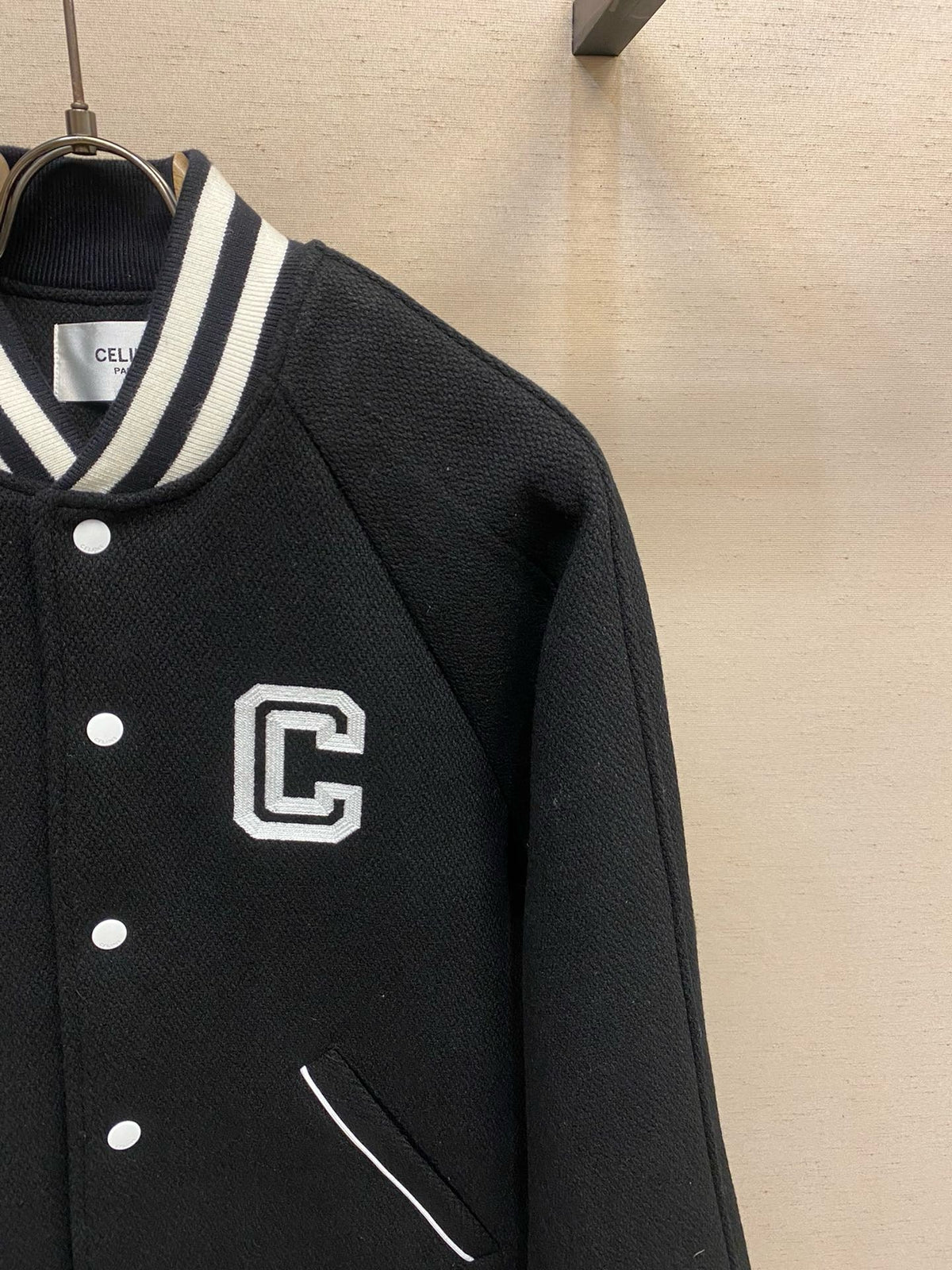 Varsity-Jacke aus schwarzer Wolle – Herren